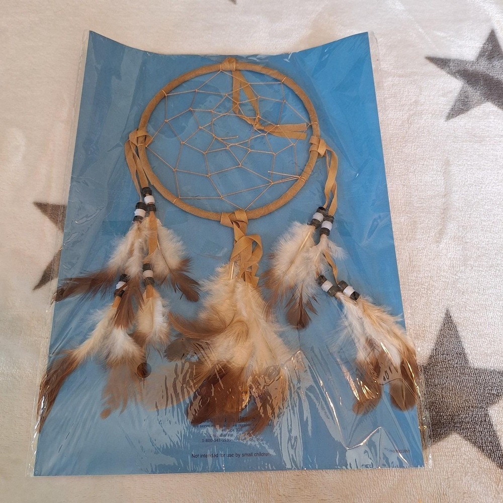 Authentic Lakota Sioux Dream Catcher Handmade Brown Feather Native American 9.75